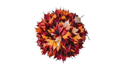 pile of vibrant autumn leaves, perfectly isolated on a pristine white background, transparent png