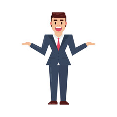 Businessman geometric shape flat design character illustration isolated white background