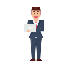Businessman geometric shape flat design character illustration isolated white background