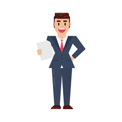 Businessman geometric shape flat design character illustration isolated white background