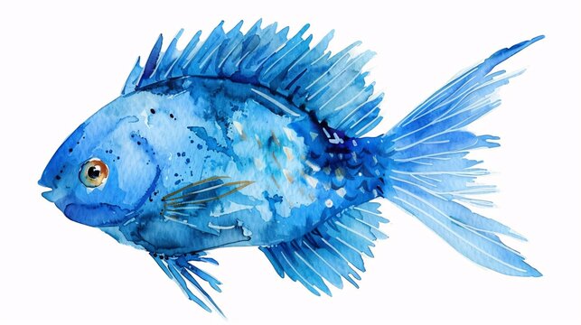 recommend clip art: A blue fish with a black eye and a white belly
