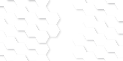 Hexagon background technology texture. Abstract hexagonal mesh cell Surface polygon pattern with glowing hexagon paper texture and futuristic business. Abstract honeycomb mosaic white background.