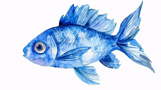 A blue fish with a white belly and a black eye