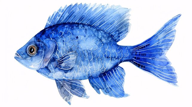 recommend clip art: A blue fish with a black eye and a white belly