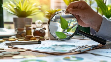Planning for Retirement: Hand Examining Investment Performance with Magnifying Glass