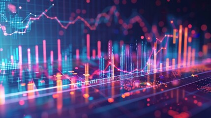 Illuminated Financial Data Flow - Abstract Background with Glowing Lines and Interconnected Data Points