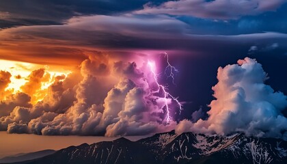 Abstract colorful dramatic clouds with thunder