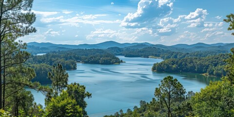 view of the lake with the mountains