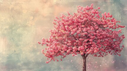 Fototapeta premium Blooming cherry blossom tree, tranquil garden