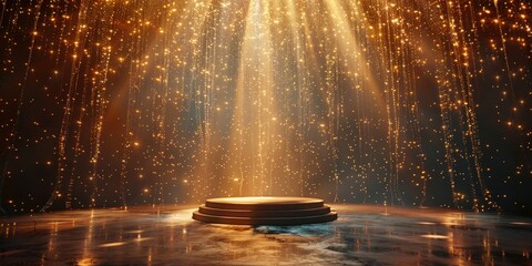 Golden Stage with Sparkling Lights