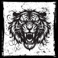 a cute vector silhouette illustration tiger