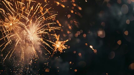 Obraz premium Fireworks Border on Black Background
