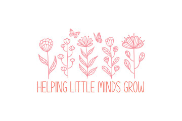 Helping little minds grow Retro Teacher Quote typography T shirt design