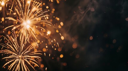 Fototapeta premium Fireworks Border on Black Background