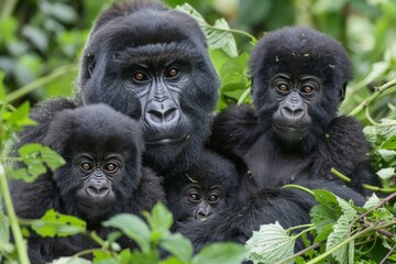 Captivating Primate Portrait with Lush Plant Environment. Wildlife and Nature concept