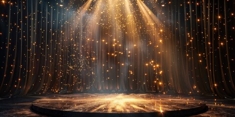 Golden Stage with Sparkling Lights