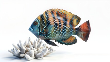 Vibrant Pisces Fish Swimming in Lush Coral Reef Underwater Scene