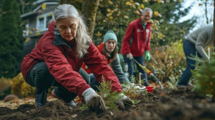 Corporate team participating in a volunteer activity to give back to the community.
