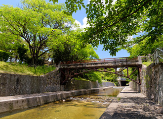 兵庫県西宮市 緑の夙川公園 川添橋