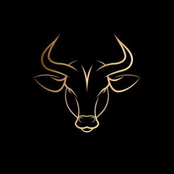 recommend clip art: abstract gold bull head line art logo design