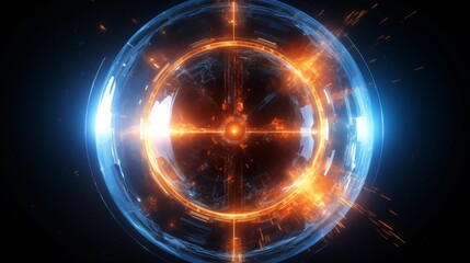 Fototapeta premium Futuristic Glowing Orb Radiating Blue and Orange Energy