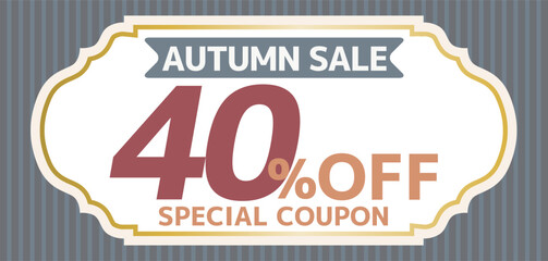 オータムセールクーポンバナーのベクターイラスト