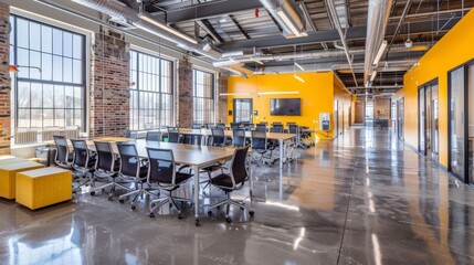 Professional workspace with an open floor plan and collaborative areas.