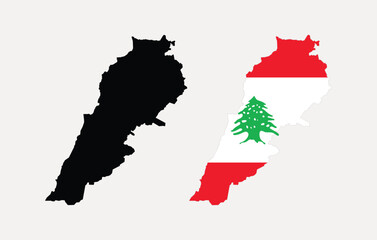 Fototapeta premium Vector Lebanon Map. Map of Lebanon with National Flag. 