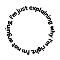 A circular typography design stating 