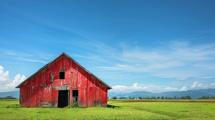 Obraz premium Red Barn Against a Blue Sky