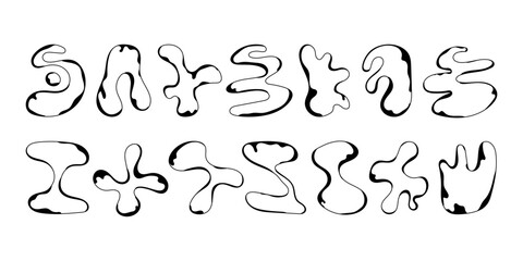 Blob shape organic set. Collection from abstract forms for design and paint. Different drops in modern style. Liquid silhouette drop in modern style. Vector illustration.