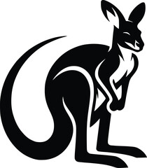 Fototapeta premium Elegant Kangaroo Silhouette Vector - Stylish Animal Illustration for Wildlife, Nature, and Australian Themes