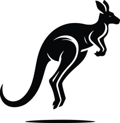 Elegant Kangaroo Silhouette Vector - Stylish Animal Illustration for Wildlife, Nature, and Australian Themes