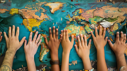 Hands on World Map Illustration