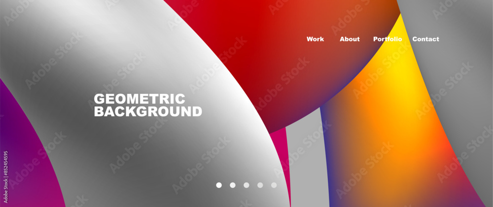 Poster Bright multicolored geometric abstract shapes. Minimal trendy simplicity concept. Modern overlapping forms