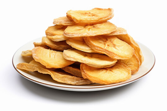 testy banana chips in the plate