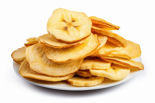 testy banana chips in the plate