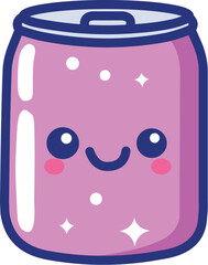 Cute soda can soft drink character in a kawaii style
