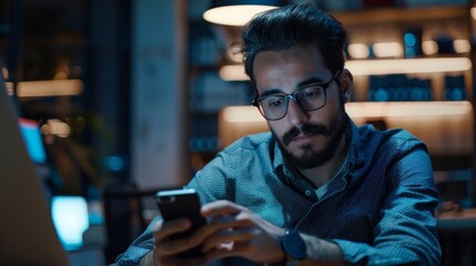 Fototapeta premium Employee using a smartphone for work