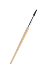 Paint brush with wooden handle isolated on white