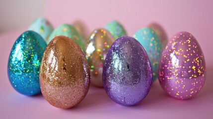Easter eggs embellished with shiny glitter
