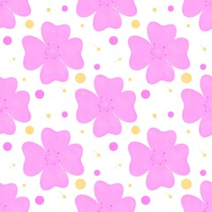 seamless pattern with pink flowers, seamless pattern illustration.