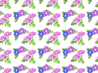 朝顔のシームレスパターン①'