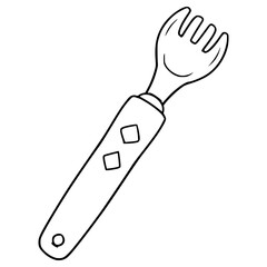 baby fork illustration hand drawn outline vector