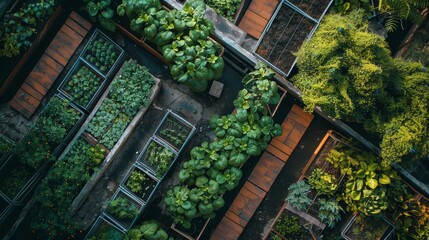 Innovative Urban Garden Showcasing Vertical Farming Systems and Sustainable Agriculture
