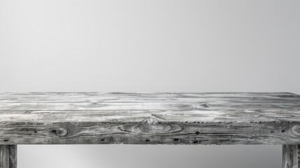 Gray wooden table on white background