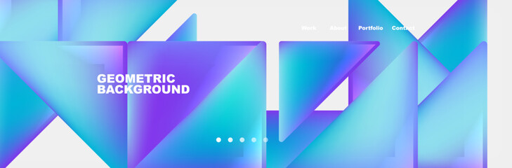 Colorful fluid gradient triangles and squares web site template. Vector Illustration For Wallpaper, Banner, Background, Card, Book Illustration, landing page