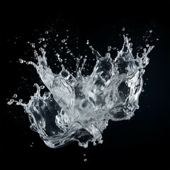 Dynamic Splash of Water Captured in Mid-Air Against a Black Background