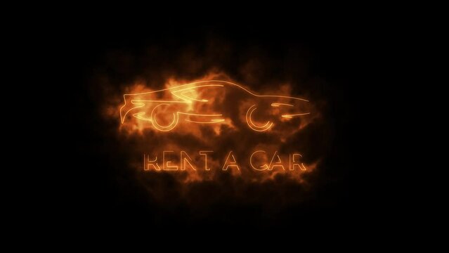 Rent a car logo fire effect green screen background