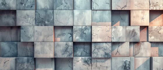 Abstract Textured Cube Wall with Subtle Color Accents, Luxury Background, Architectural pattern, Minimal, 3D, Abstract art of Natural Stone Wall background.